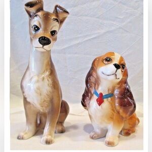 Vintage Walt Disney Lady & The Tramp Ceramic Porcelain Dog Figurine Brown Lot 2